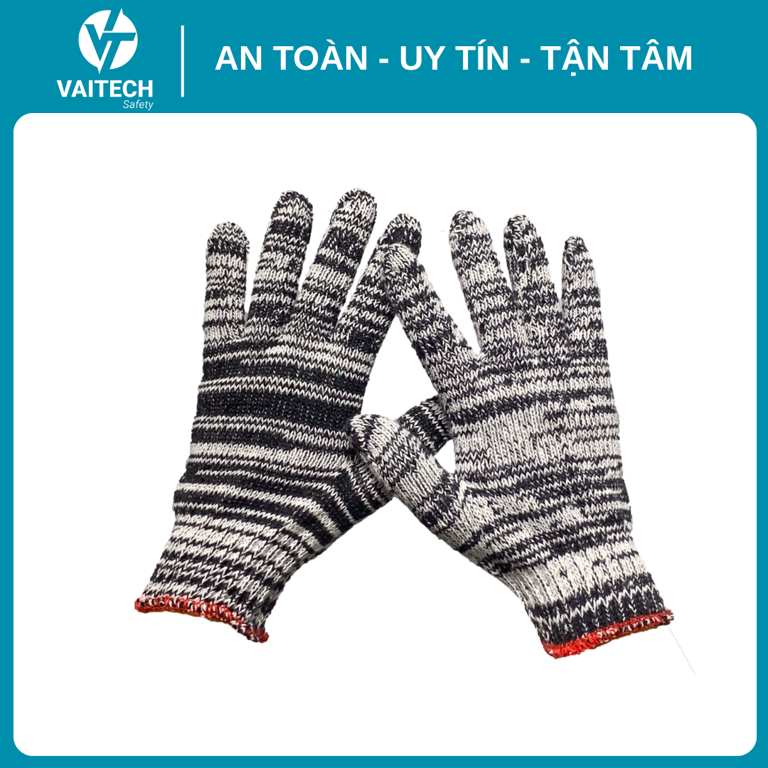 Găng tay sợi màu vằn
