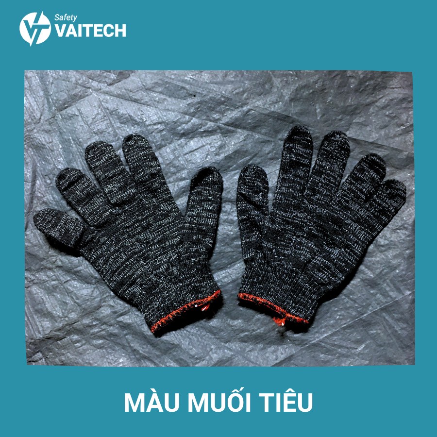 Găng tay sợi len màu muối tiêu T107