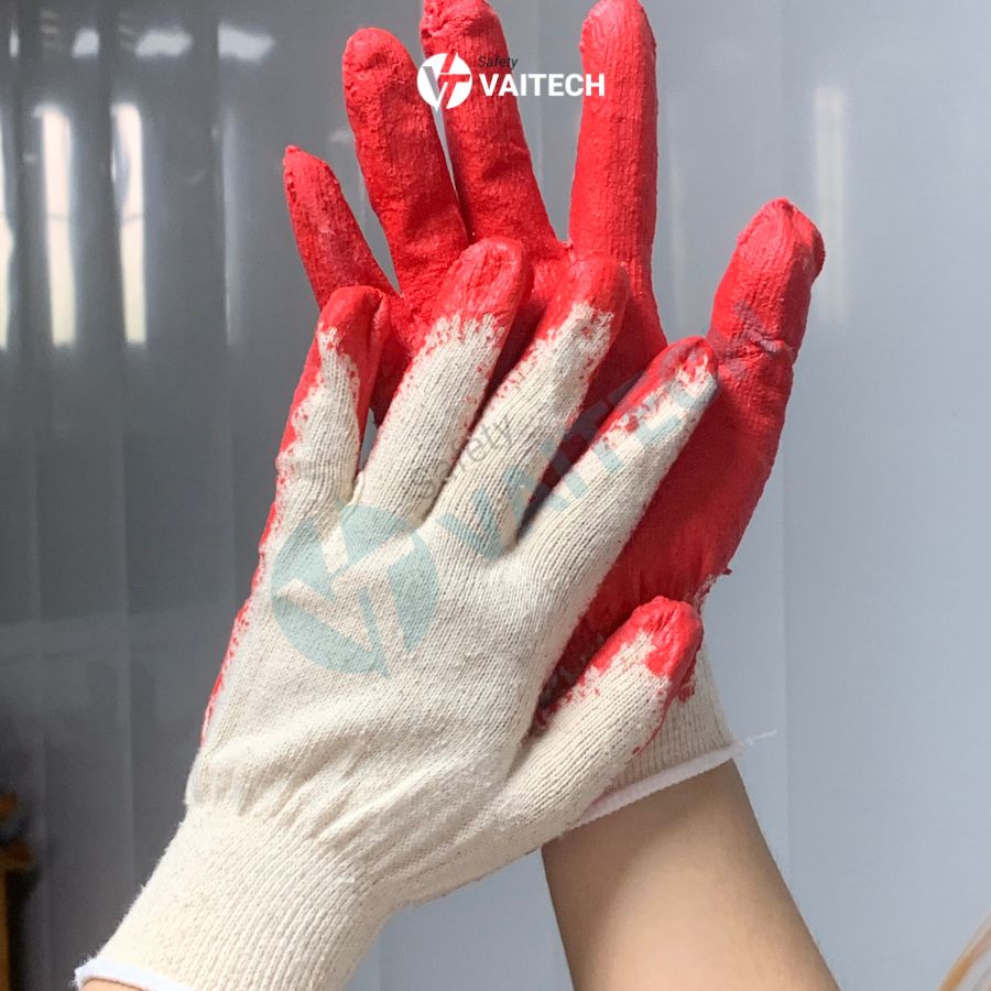 Găng tay sợi phủ sơn đỏ loại xịn T134