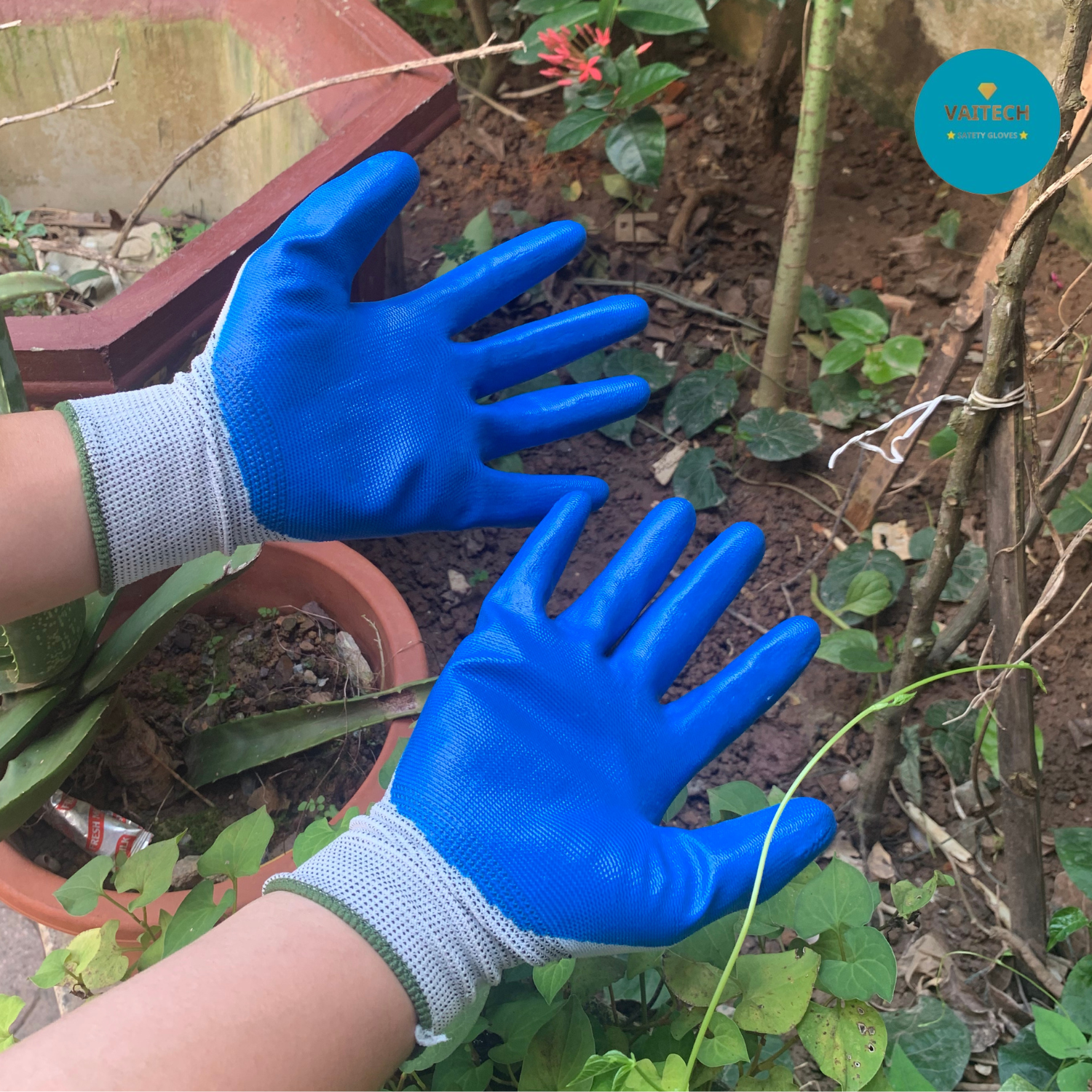 Găng tay sợi phủ sơn xanh 388 T133, Loại 2