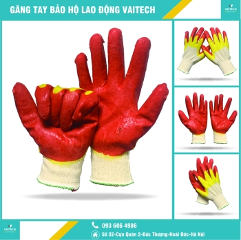 Găng tay sợi phủ sơn đỏ loại xịn T134