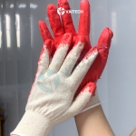 Găng tay sợi phủ sơn đỏ loại xịn T134